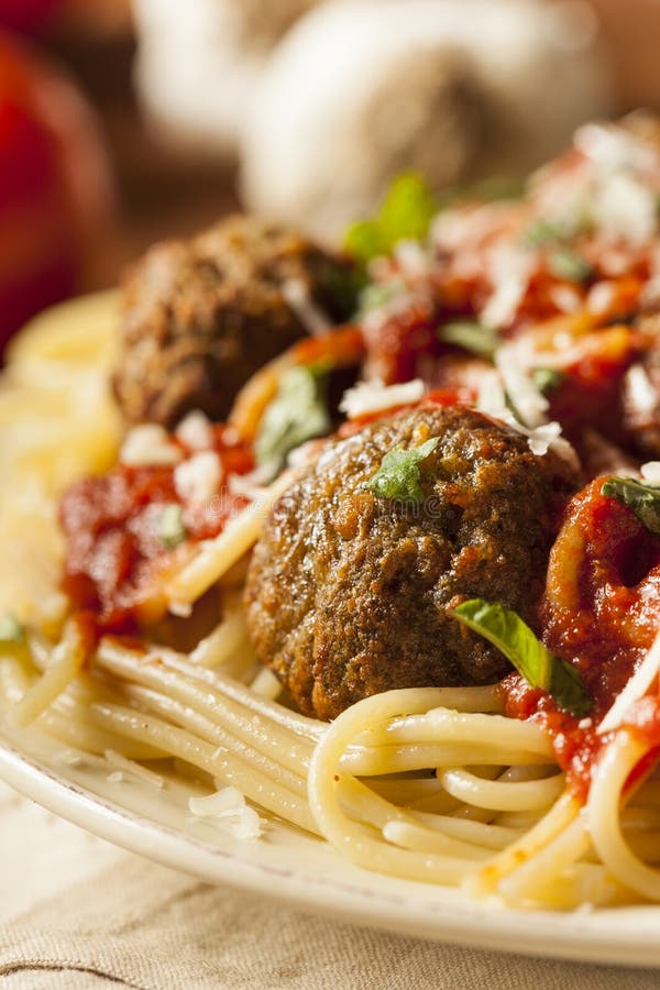 Homemade Spaghetti and Meatballs Pasta Stock Photo Image of