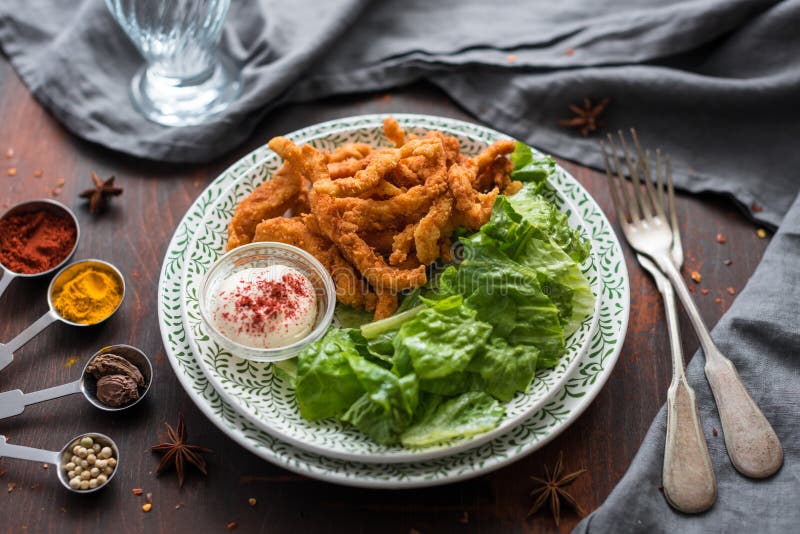 Spicy Battered Crispy Fried Chicken Strips Stock Photo Image of