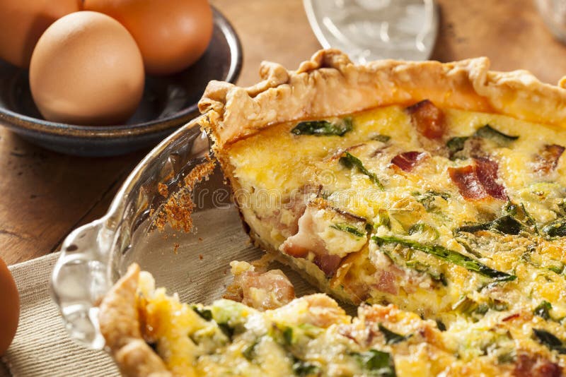 Homemade Spinach and Bacon Egg Quiche Stock Image - Image of vegetarian ...