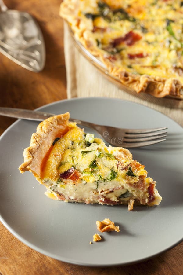 Homemade Spinach and Bacon Egg Quiche Stock Image - Image of vegetable ...