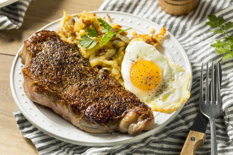 Homemade Steak and Eggs Breakfast Stock Photo - Image of fresh, beef