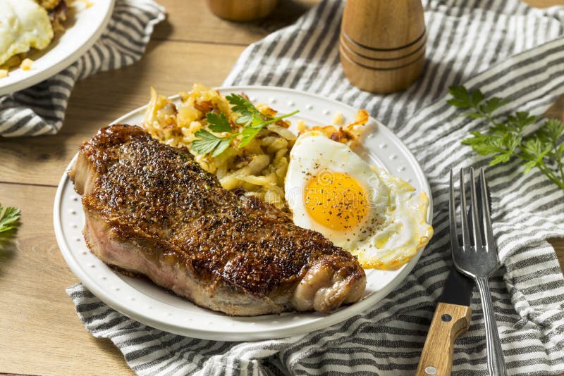 Homemade Steak and Eggs Breakfast Stock Photo - Image of eggs