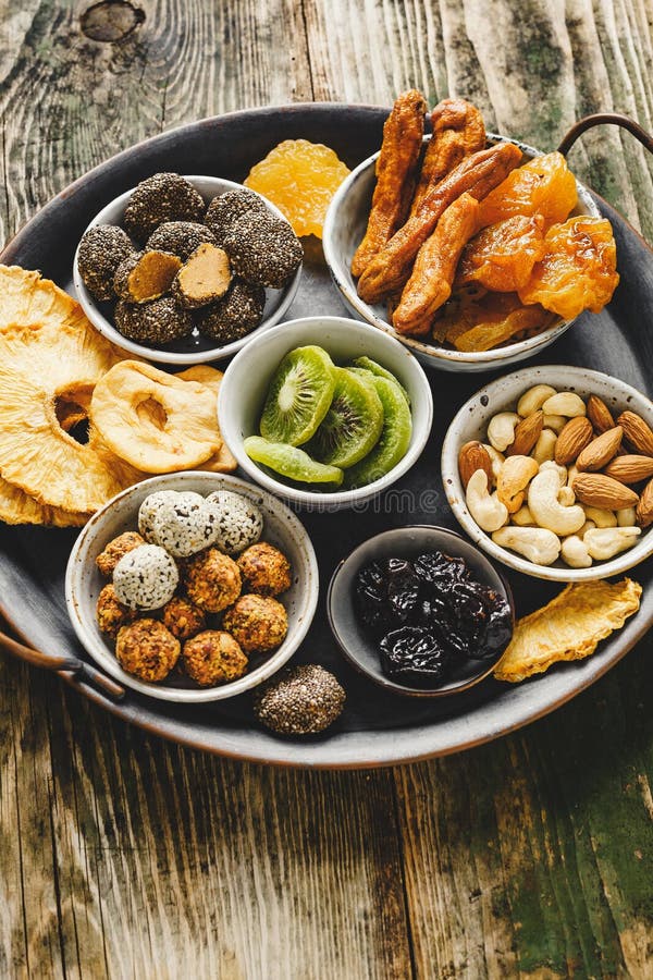 Homemade Sweets from Dried Fruits without Sugar and Different Nuts