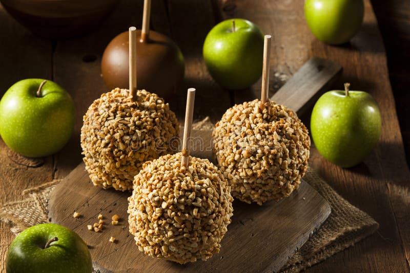 Homemade Taffy Apples with Peanuts Stock Photo Image of dipping