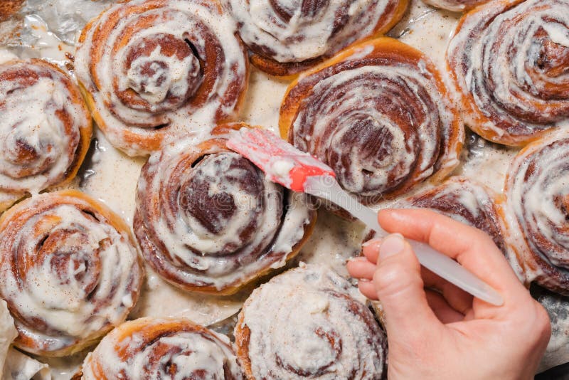 Homemade Tasty Cinnamon Rolls Bakery Stock Photo Image of dark