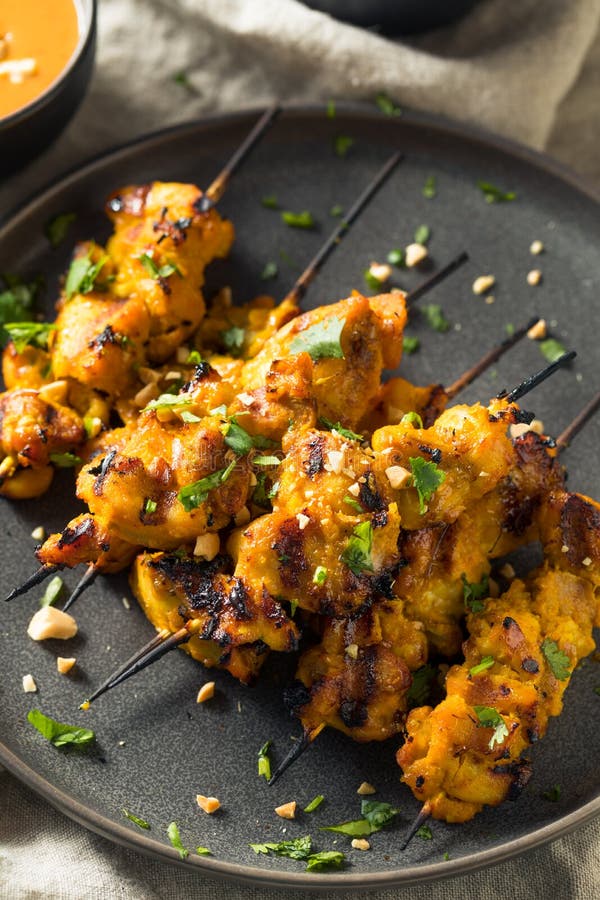 Homemade Thai Chicken Satay Stock Photo Image of asian, roasted