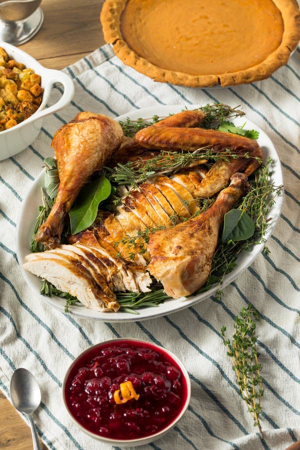 Homemade Thanksgiving Cut Up Turkey Platter Stock Image - Image of