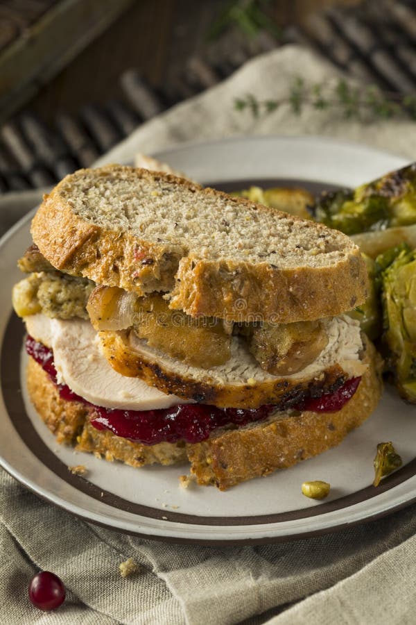 Homemade Thanksgiving Leftover Turkey Sandwich Stock Photo - Image of ...