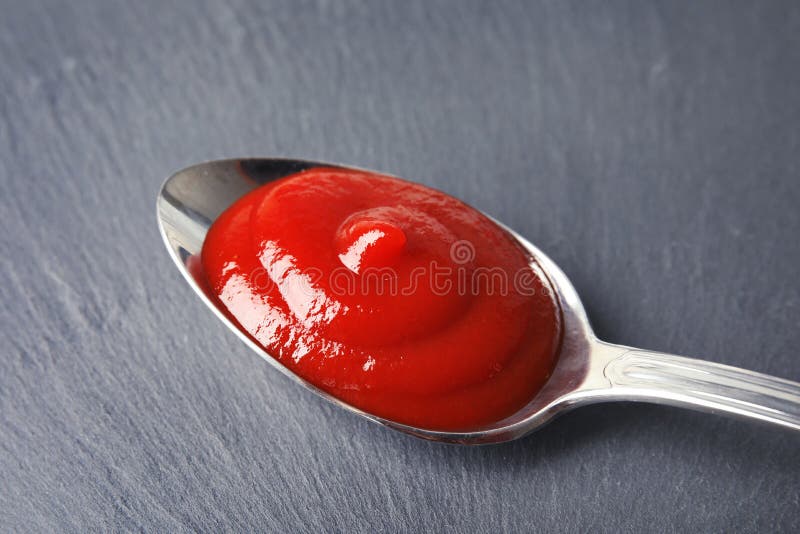 Homemade Tomato Sauce in Metal Spoon Stock Image Image of cuisine
