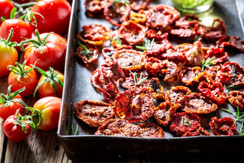 Homemade Tomatoes Dried in the Sun As Aromatic Ingredients Stock Photo Image of organic, dried