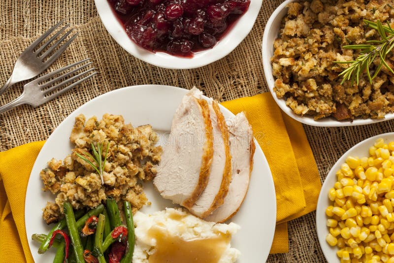 Homemade Turkey Thanksgiving Dinner Stock Photo - Image of parsley ...