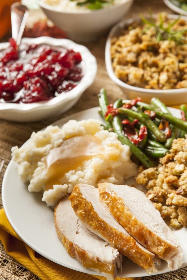 Homemade Turkey Thanksgiving Dinner Stock Photo - Image of sliced ...
