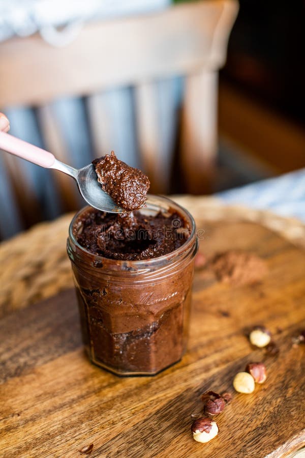Homemade Vegan Chocolate Hazelnut Spread Stock Photo Image of table