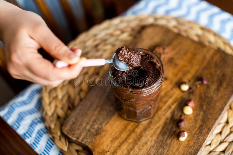 Homemade Vegan Chocolate Hazelnut Spread Stock Photo Image of morning