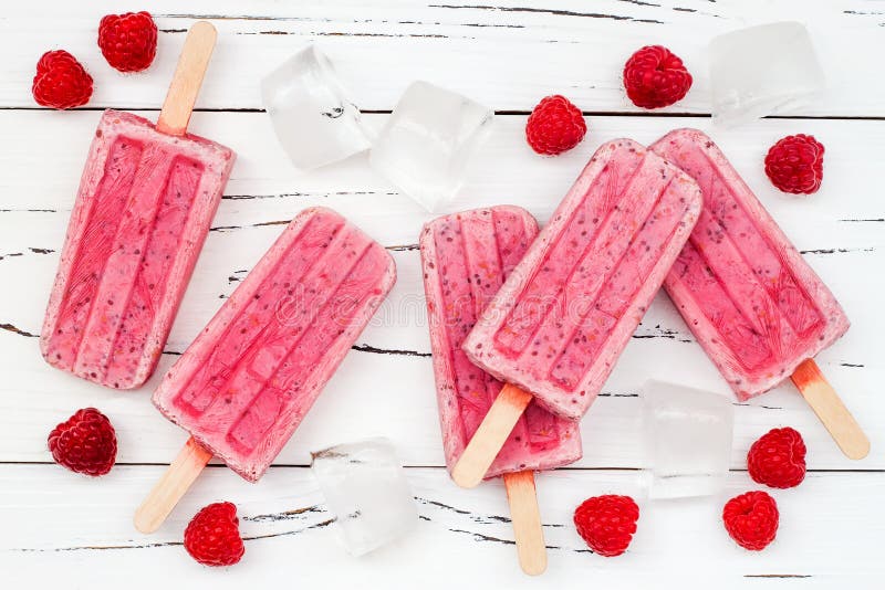 Homemade vegan raspberry coconut milk popsicles - ice pops