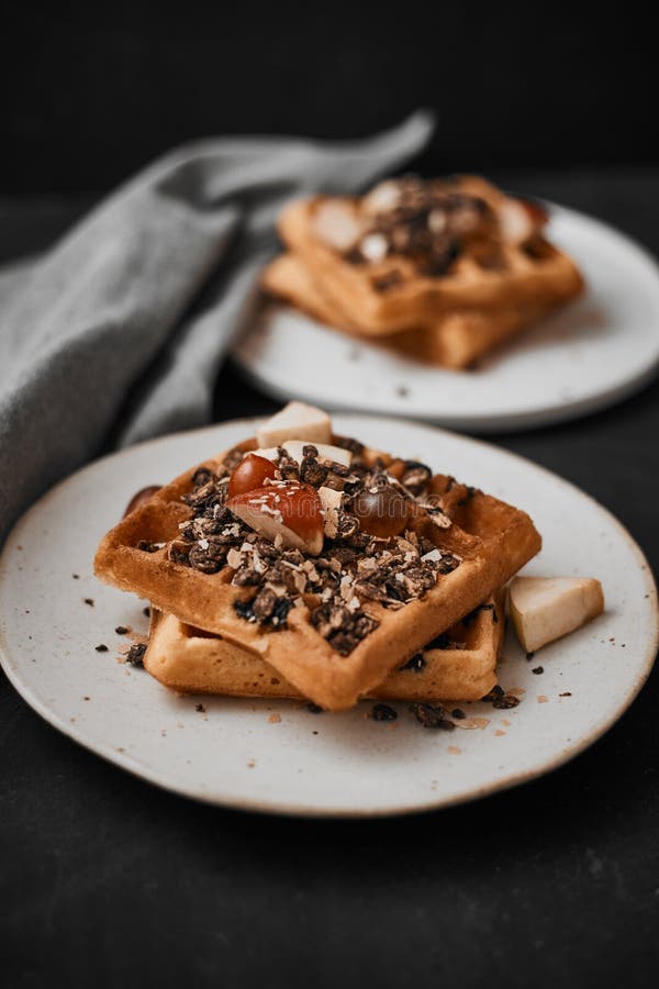Homemade waffles. stock photo. Image of stacked, homemade 164818574