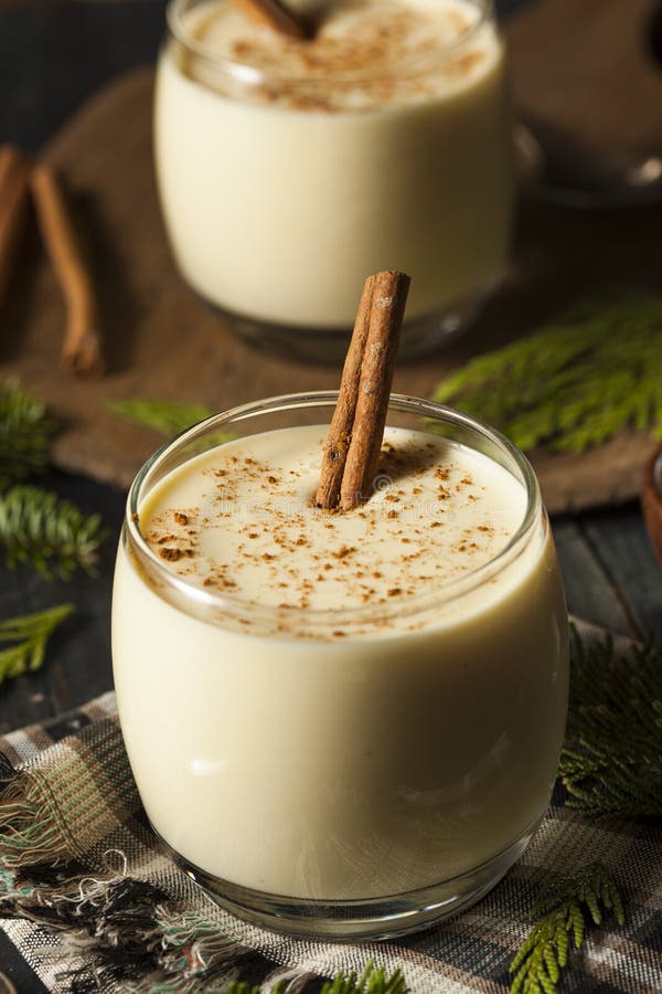 Homemade White Holiday Eggnog Stock Image - Image of decorated, punch ...