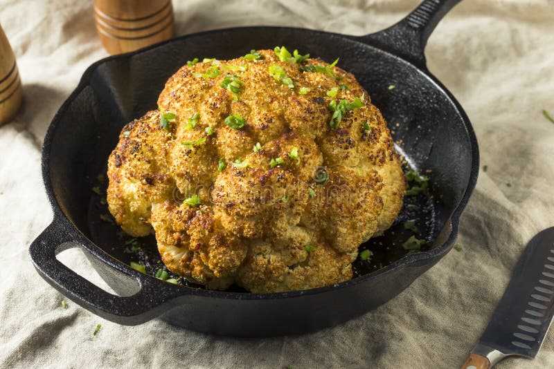 Homemade Whole Roasted Cauliflower Stock Image Image of cauliflower