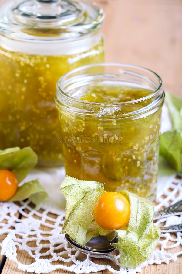 Homemade winter cherry jam stock image. Image of physalis 36936893