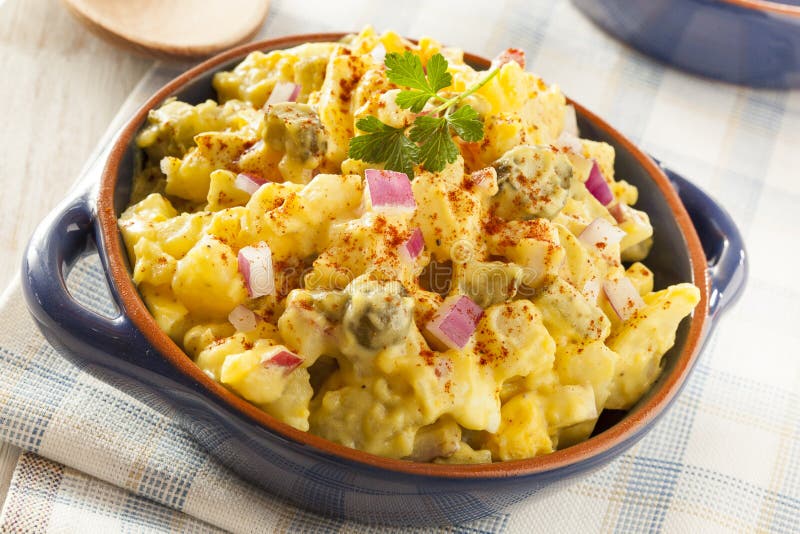 Homemade Yellow Potato Salad Stock Photo - Image of vegetarian, spices