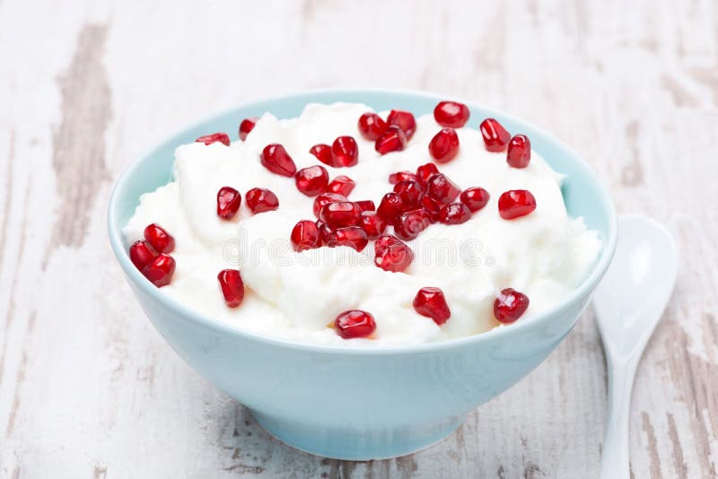 Homemade yogurt with pomegranate seeds