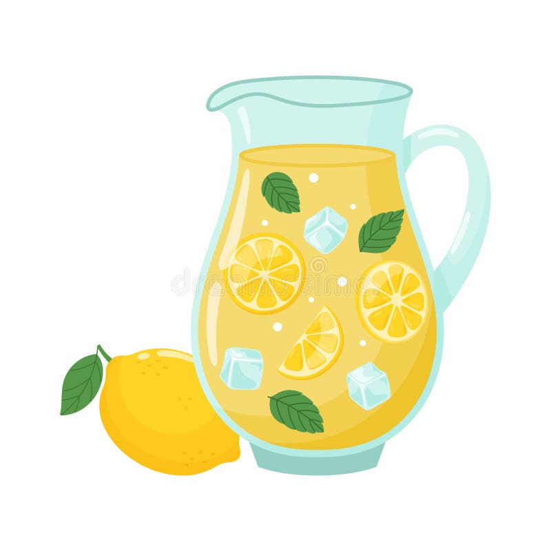 Homemed Limonade Vektor Illustration. Helle flache Illustration mit Limonade in einem Glas und Zitrone stock abbildung