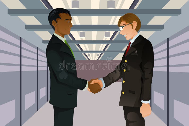 Homens de negócios que agitam as mãos ilustração stock Homens de negócios que agitam as mãos ilustração stock