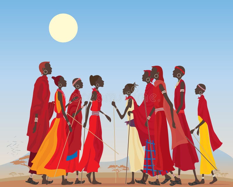 Homens e mulheres do Masai ilustração stock Homens e mulheres do Masai ilustração stock