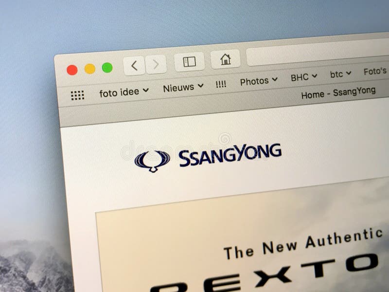 Homepage av Ssangyong Bila Företag royaltyfria bilder