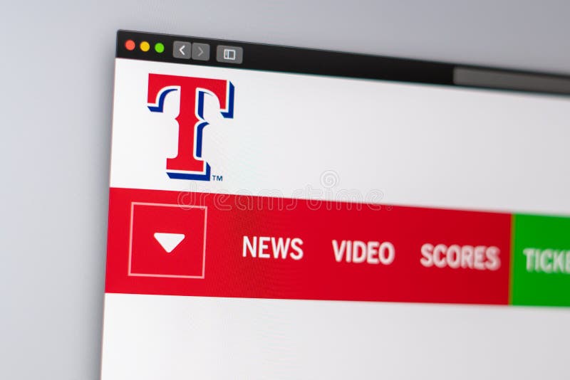 Homepage f?r basketlagTexas Rangers website St?ng sig upp av laglogo arkivfoton Homepage f?r basketlagTexas Rangers website St?ng sig upp av laglogo arkivfoton