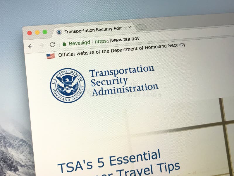 Homepage of the Transportation Security Administration - TSA.