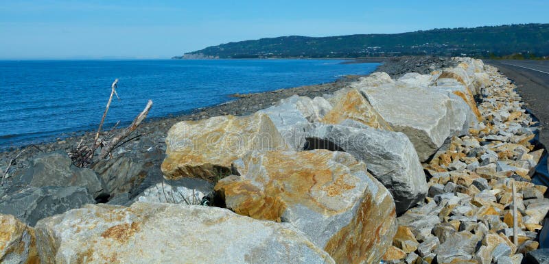 Homer Spit New Sea Wall royaltyfria bilder Homer Spit New Sea Wall royaltyfria bilder