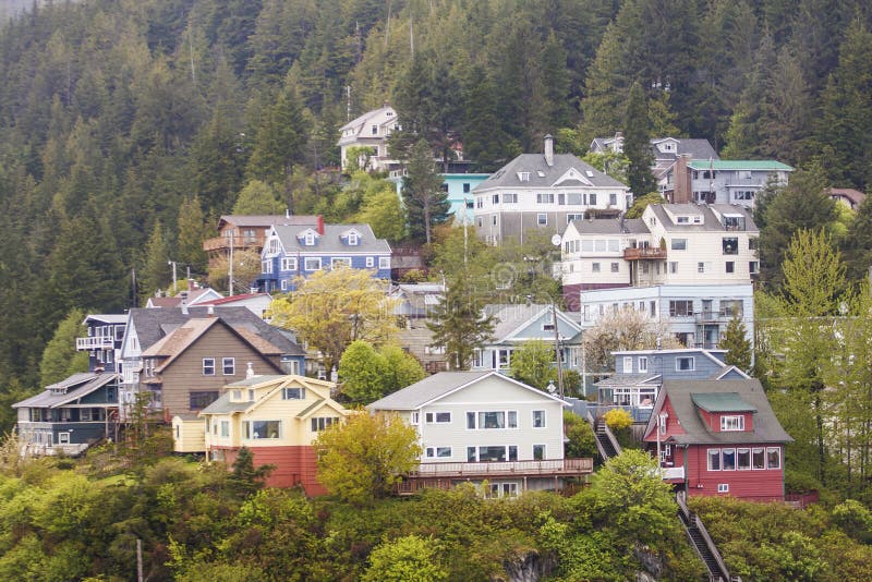 Homes on Alaskan Hillside stock image. Image of american 27953509