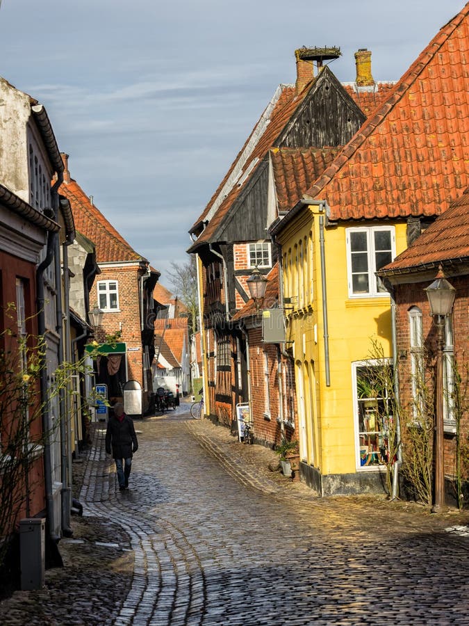 Homes on Cobbled Streets in Ribe, Denmark Stock Image Image of town