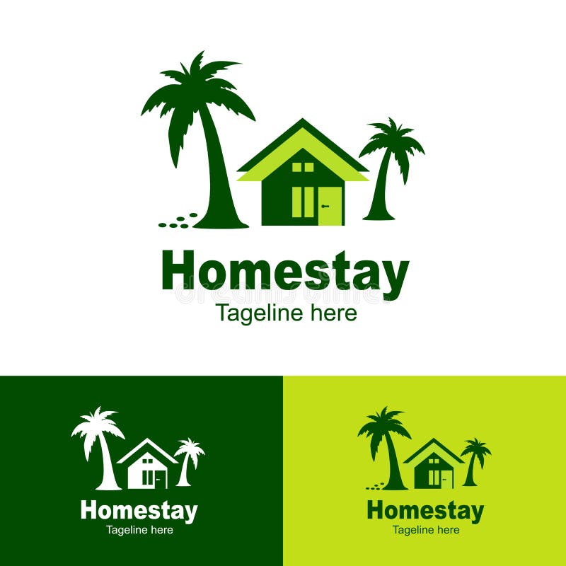Homestay logo naturalny, plażowa siedziba, prosty logo ikony homestay tło - wektor royalty ilustracja Homestay logo naturalny, plażowa siedziba, prosty logo ikony homestay tło - wektor royalty ilustracja