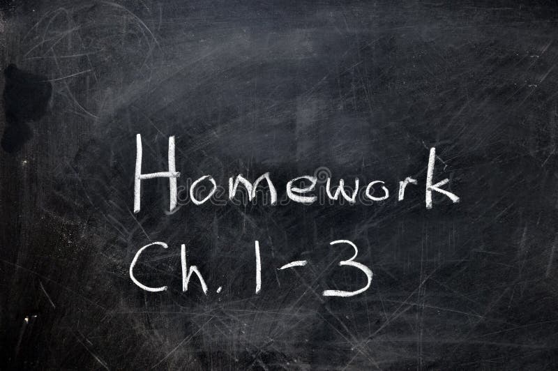 Homework assignment on black chalkboard with copy space. Homework assignment on black chalkboard with copy space.