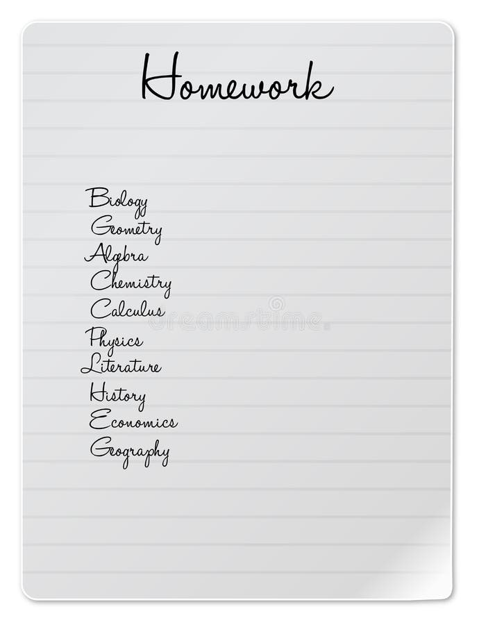 Homework List Printable