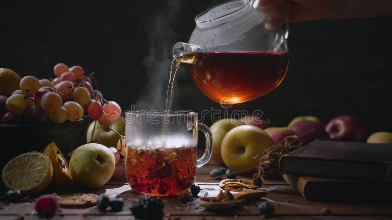 Homey still life with hot tea