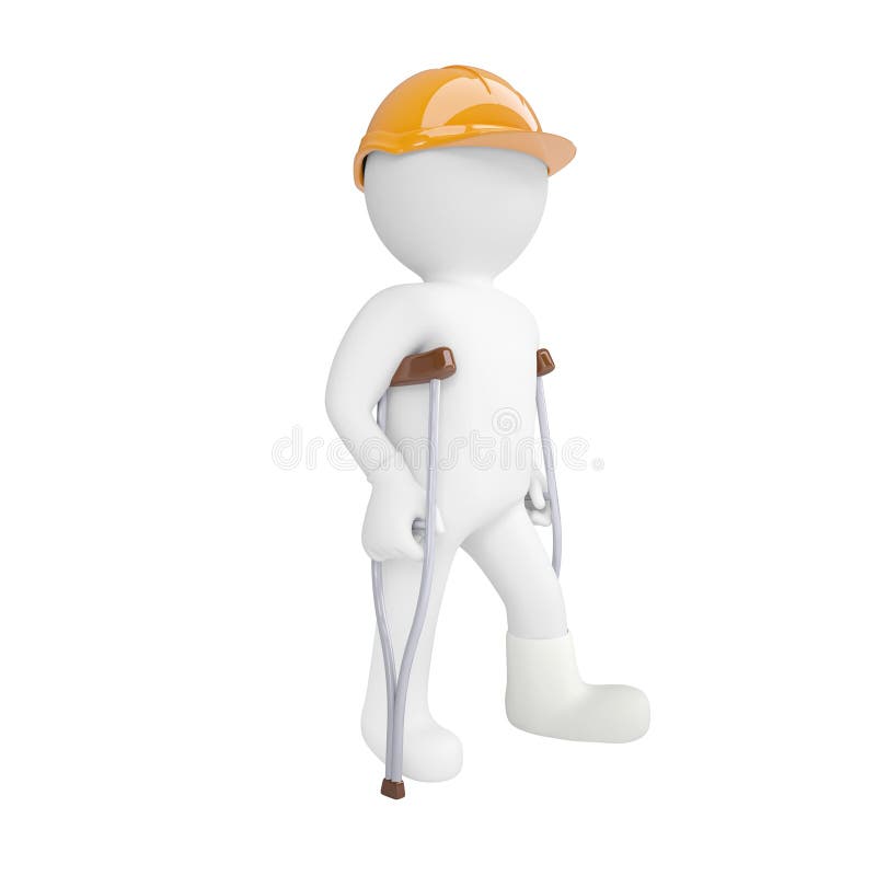 homme 3d blanc dans un casque et sur des béquilles illustration stock homme 3d blanc dans un casque et sur des béquilles illustration stock
