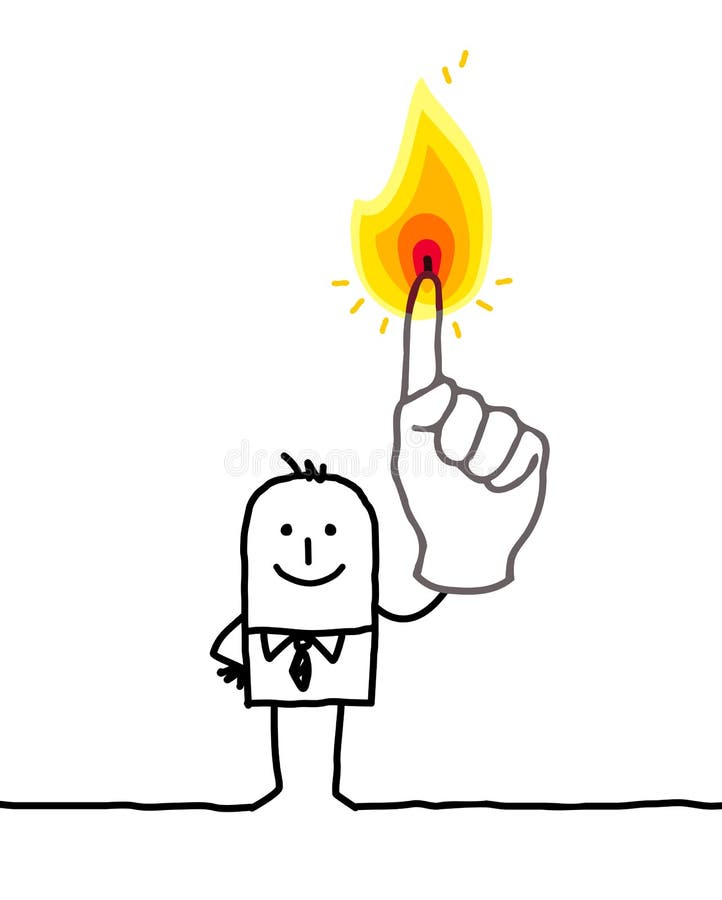 Homme avec des doigts d'un burning illustration libre de droits Homme avec des doigts d'un burning illustration libre de droits