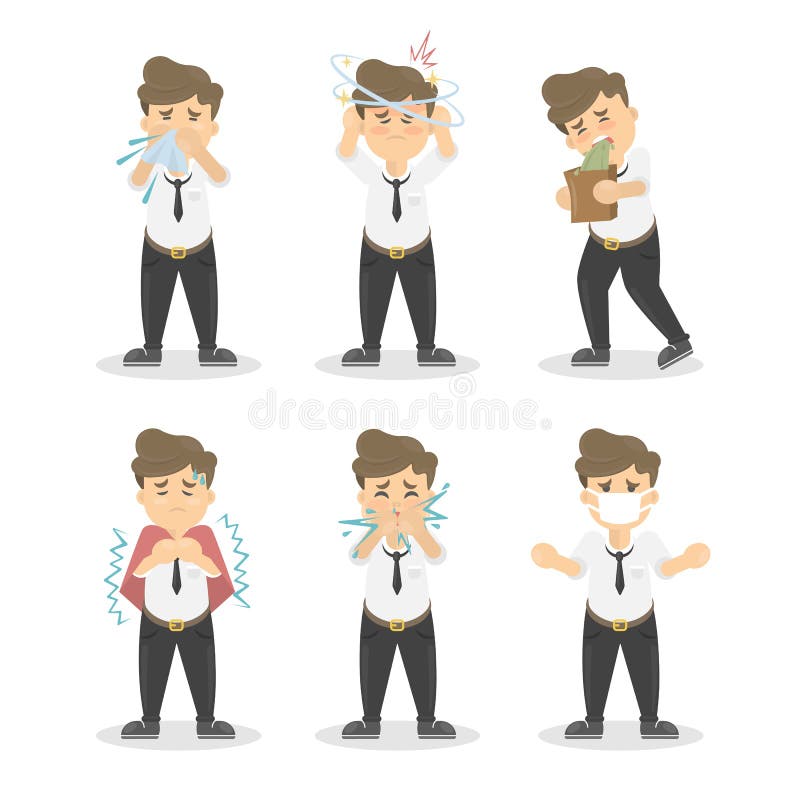 Homme avec des symptômes réglés illustration libre de droits Homme avec des symptômes réglés illustration libre de droits