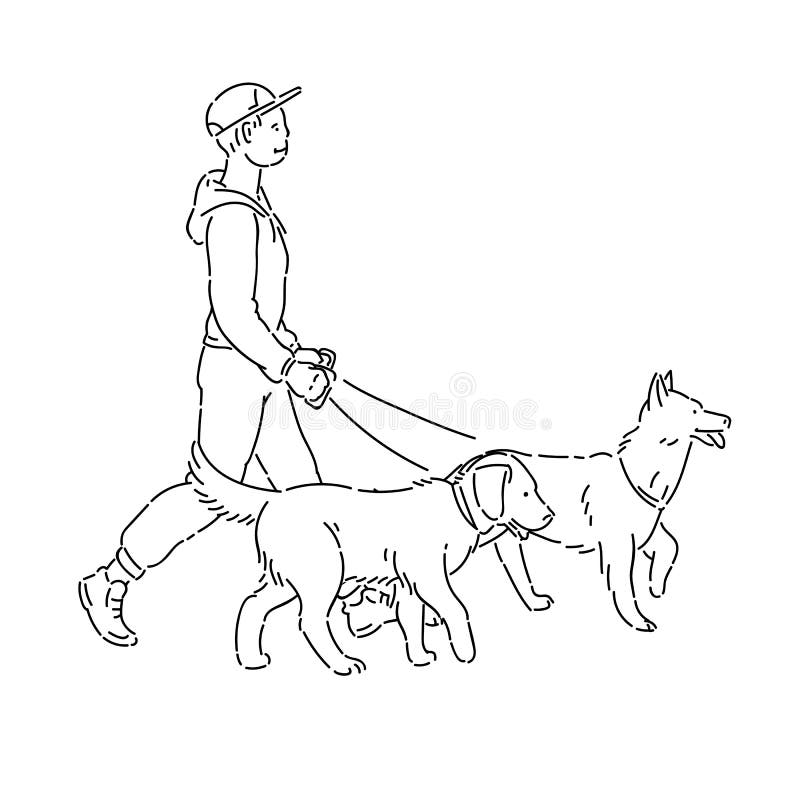 Berger avec la laisse illustration de vecteur. Illustration du laisse