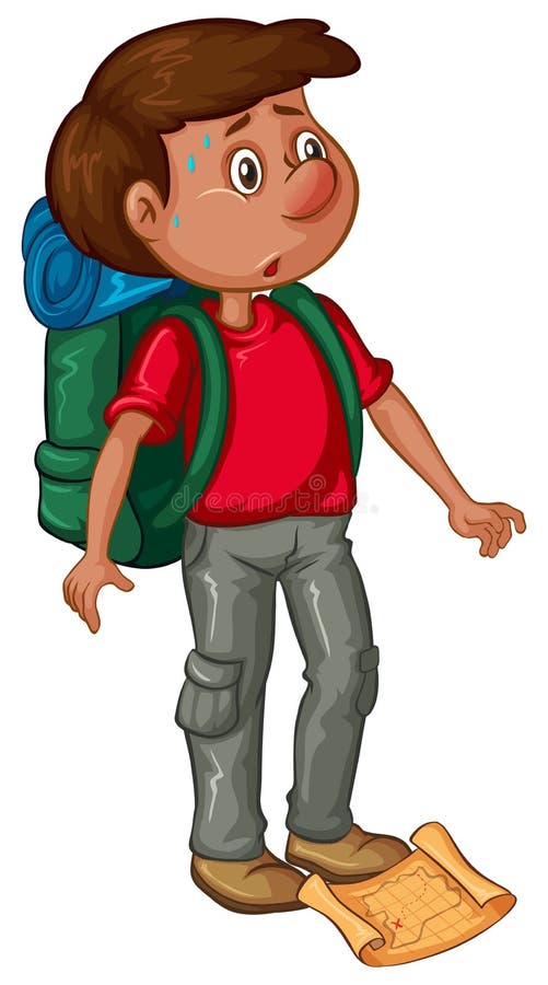 Homme avec le sac à dos et la carte illustration de vecteur Homme avec le sac à dos et la carte illustration de vecteur