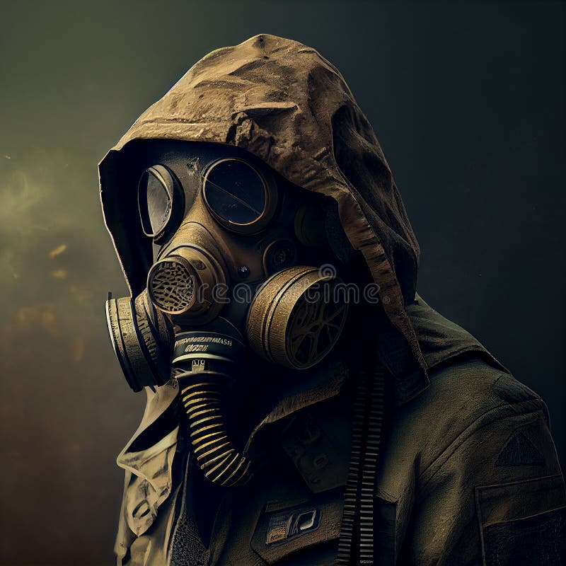 Homme Avec Masque à Gaz Guerre Nucléaire Et Catastrophe