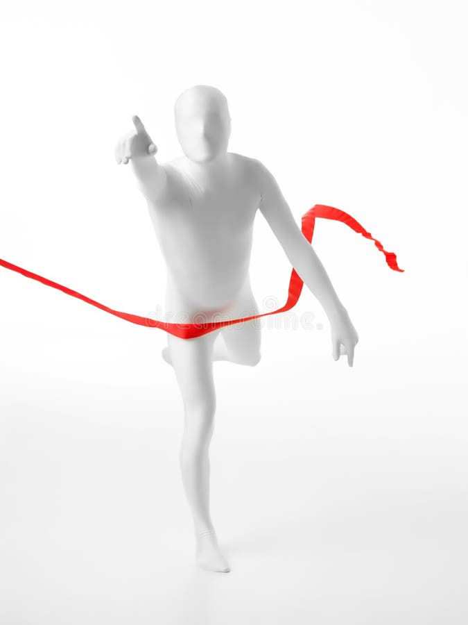 Homme blanc à la ligne d'arrivée photographie stock libre de droits Homme blanc à la ligne d'arrivée photographie stock libre de droits