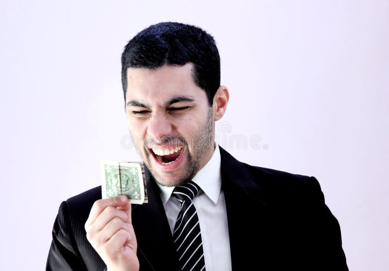 Homme d'affaires arabe heureux avec l'argent images stock Homme d'affaires arabe heureux avec l'argent images stock