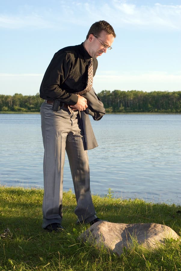 Homme d'affaires avec le mal d'estomac photos stock Homme d'affaires avec le mal d'estomac photos stock
