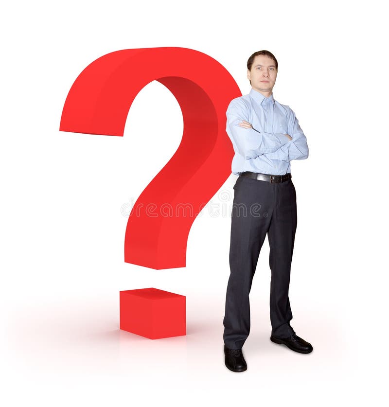 Homme d'affaires avec le point d'interrogation. photo stock Homme d'affaires avec le point d'interrogation. photo stock