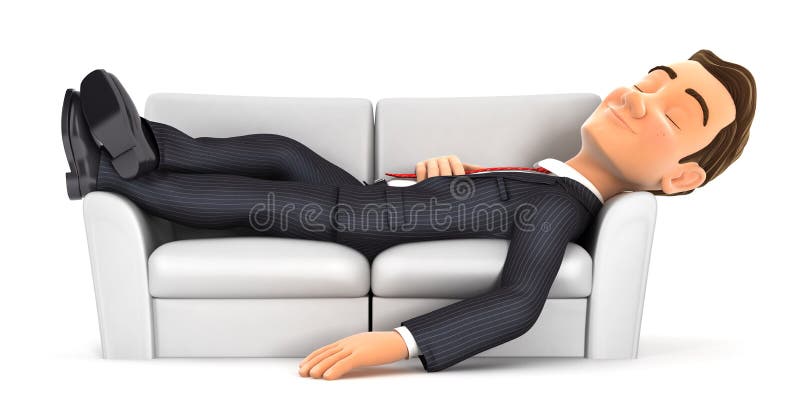 homme d'affaires 3d dormant sur le sofa illustration libre de droits homme d'affaires 3d dormant sur le sofa illustration libre de droits