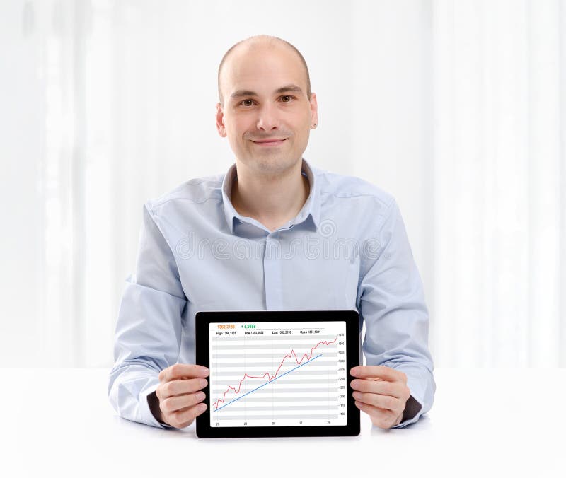 Stock Exchange Businessman with tablet computer. Stock Exchange Businessman with tablet computer